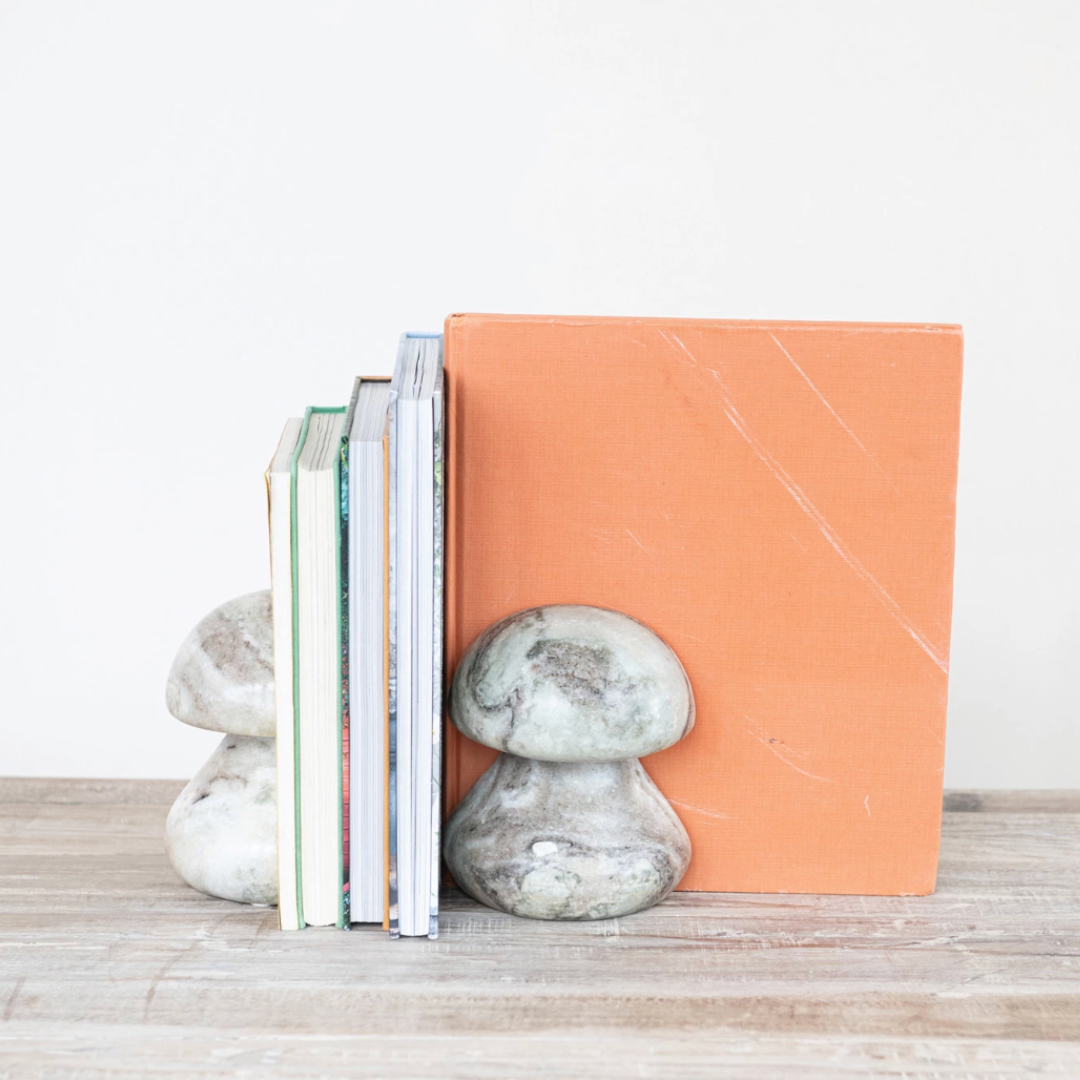 styled Marble Mushroom Shaped Bookends, set of two