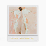 Card with an angel illustration and 'Prayer Cards for Girls' text on a white background