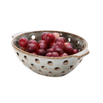 Oval Stoneware Berry Bowl, Reactive Glaze shown with fruit