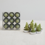 christmas tree tealights, set of nine, green