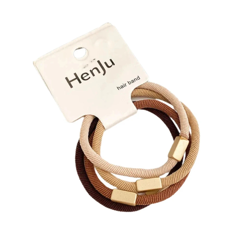 stretchy elastic simple hair ties, coffee color