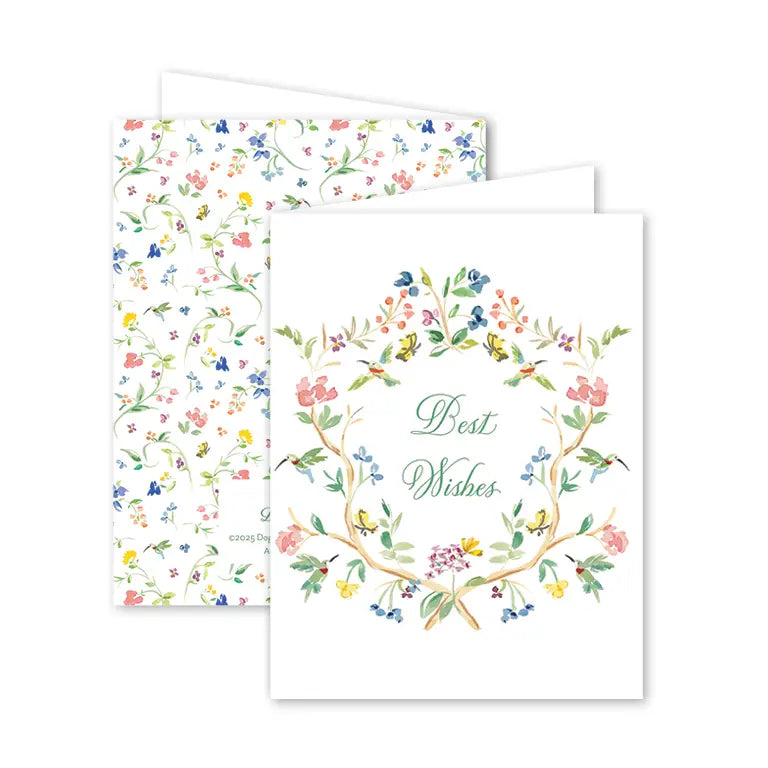 Two floral greeting cards with 'Best Wishes' text on a white background