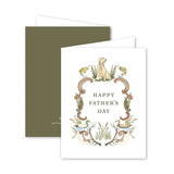 Father's Day card with decorative border and 'Happy Father's Day' text on a white background.