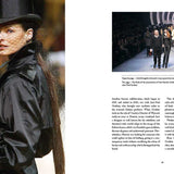 Person in formal attire with text on a magazine layout