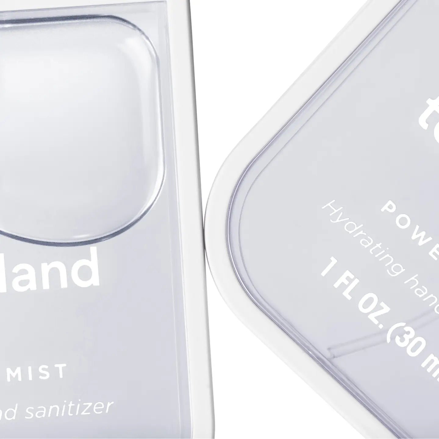 Close-up of a hand sanitizer container with text on a white background