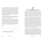 Page from a book or magazine with text and a golf club illustration on a white background