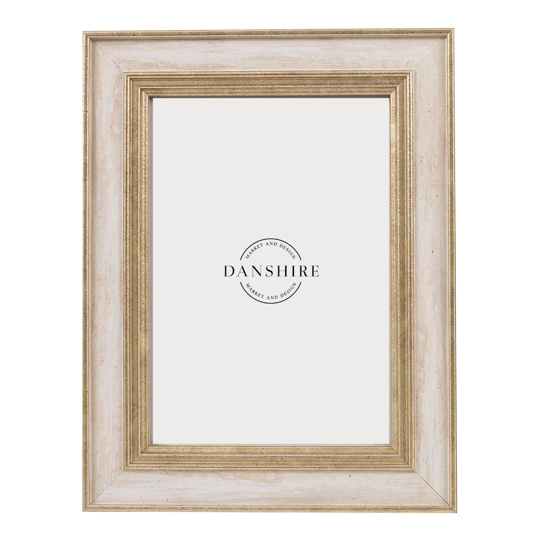 cream picture frame with gold detail, 3 sizes