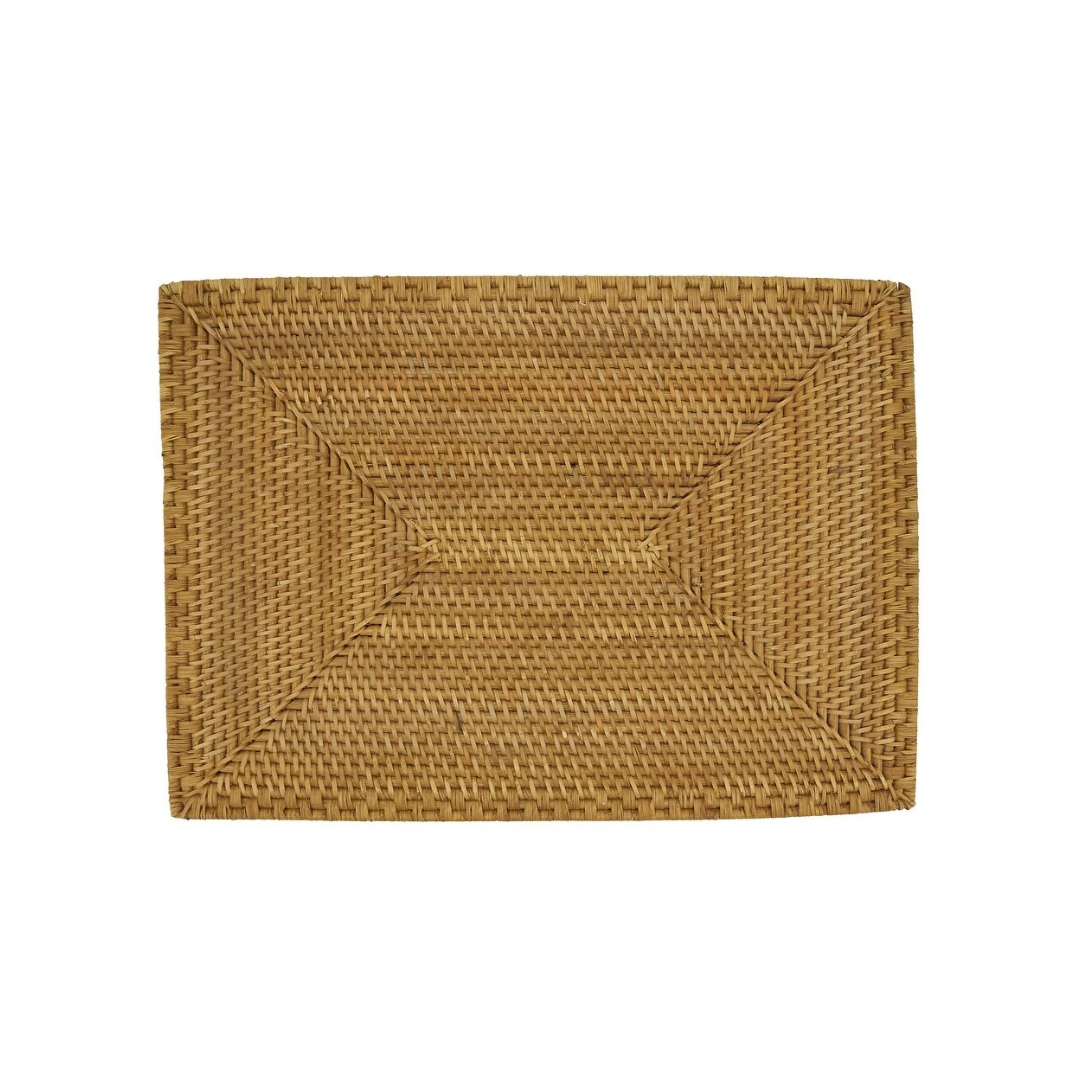 caramel woven rattan placemat