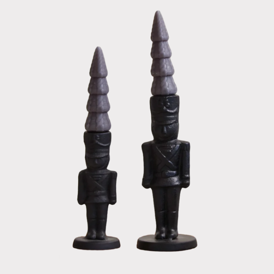 Cast Iron Soldier Shaped Taper Holder, Black, available in two sizes