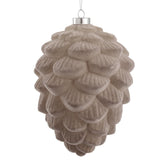 Textured beige hanging ornament resembling a pine cone on a white background