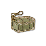 An embroidered tactical-style chest patch in olive green and tan, with a gold-tone metal clasp attached, shown on a plain white background.