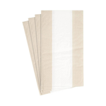 Four rectangular paper napkins with a vertical white stripe down the center, fanned out on a plain white background.