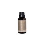 A small amber glass bottle with a black ribbed cap and a taupe label reading LAVANT, centered on a plain white background.