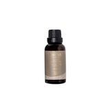 A small amber glass bottle with a black ribbed cap and a taupe label reading LAVANT, centered on a plain white background.