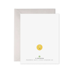 Greeting card with smiley face design and E. Frances branding on a white background