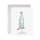 Greeting card with a glass bottle illustration and 'E. Frances' branding.