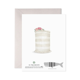 Card with a cake illustration and E. Frances Paper Co. branding on a white background