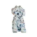 Artistic depiction of a white multipoo in watercolor style