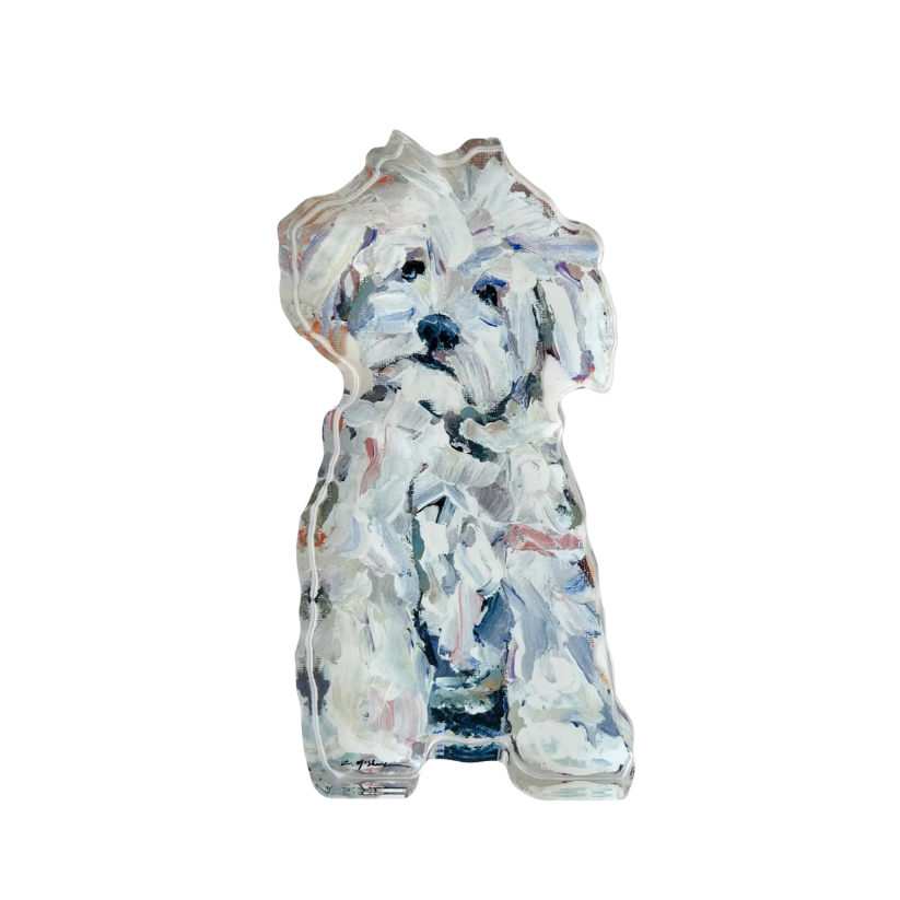 Artistic depiction of a white multipoo in watercolor style