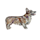 Decorative corgi dog-shaped acrylic figurine with a watercolor design on a white background