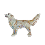 acrylic light golden retriever dog figurine on a white background