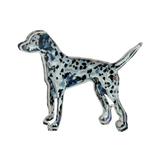 Dalmation dog shelfie featuring painted artwork encased in a thick clear freestanding block on white background