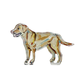 acrylic yellow lab figurine with original artwork on white background
