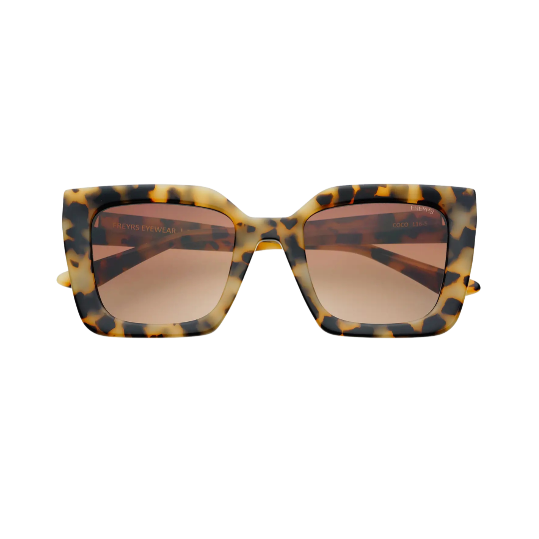 Coco Sunglasses with tortoiseshell frame and brown lenses on a white background