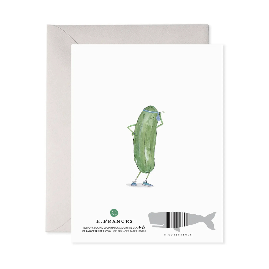 back of the pickleball birthday greeting card with coordinating envelope