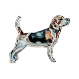 beagle dog shelfie featuring painted artwork encased in a thick clear freestanding block on white background
