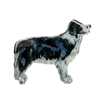 border collie dog shelfie featuring painted artwork encased in a thick clear freestanding block on white background