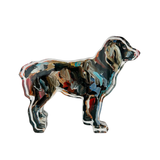 boykin dog shelfie featuring painted artwork encased in a thick clear freestanding block on white background