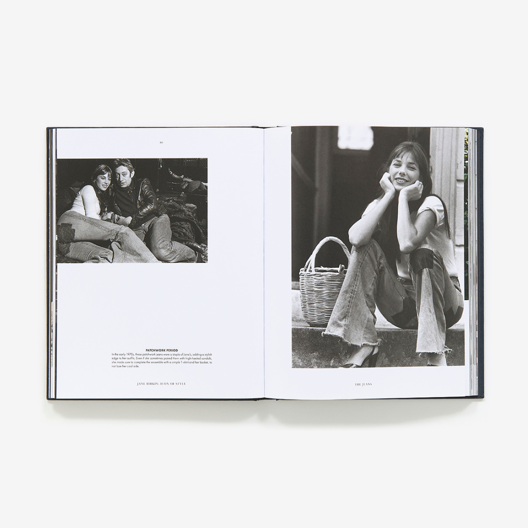 Open book displaying black and white photographs of people on a white background