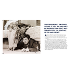 Black and white photo of a man and child lying on a bed with text on a white background