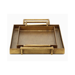 two gold Elaine trays with handles shown nested on a white background
