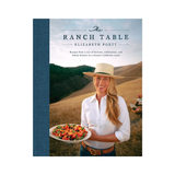 Book cover of 'The Ranch Table' with a woman holding a plate of food in a scenic setting.