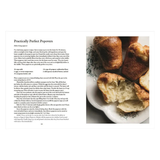 open For the Love of the South cookbook recipe Popovers on a plate with text on the left side