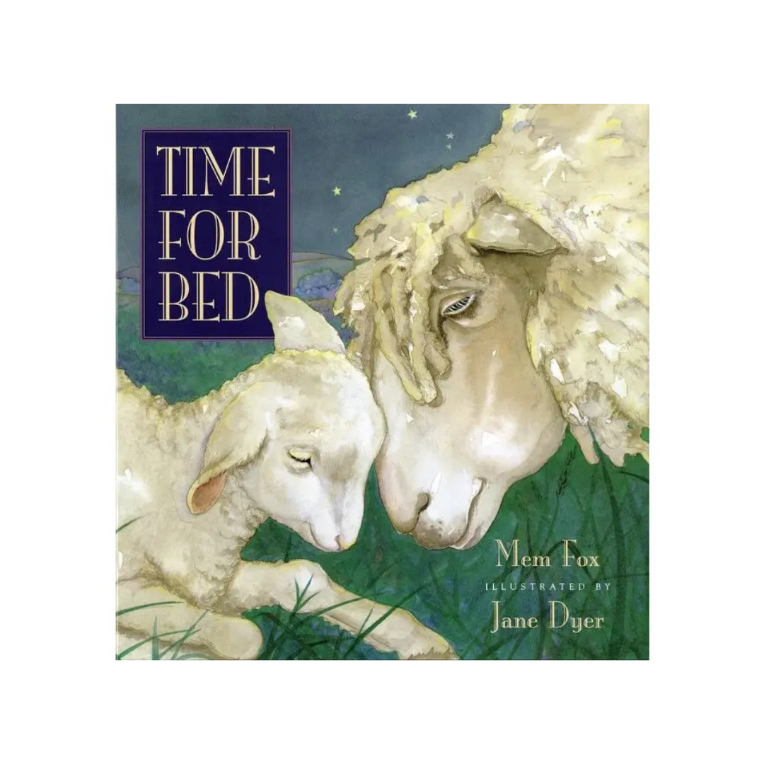 Book cover of 'Time For Bed' with two sheep and a night sky.