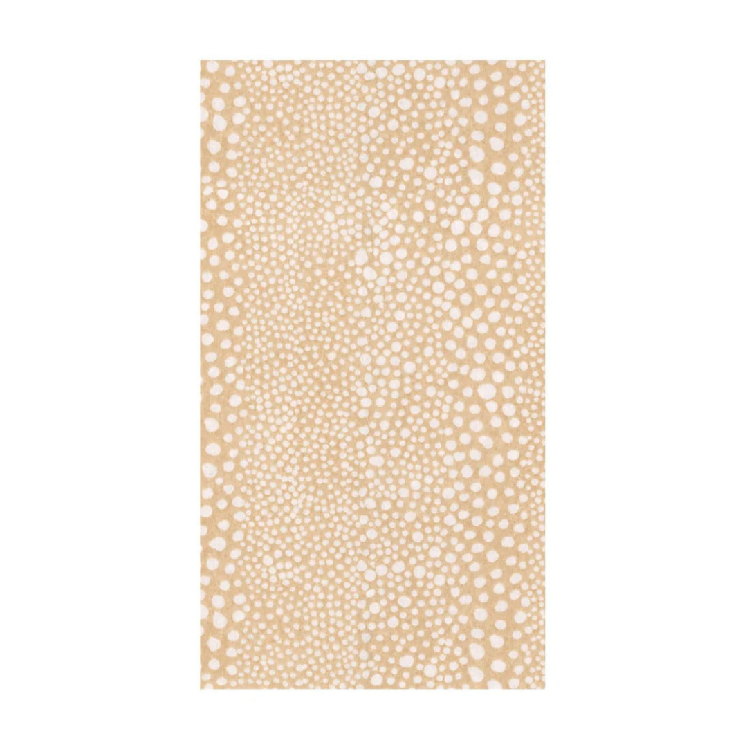 Beige patterned paper  guest towel with white dots on a beige background