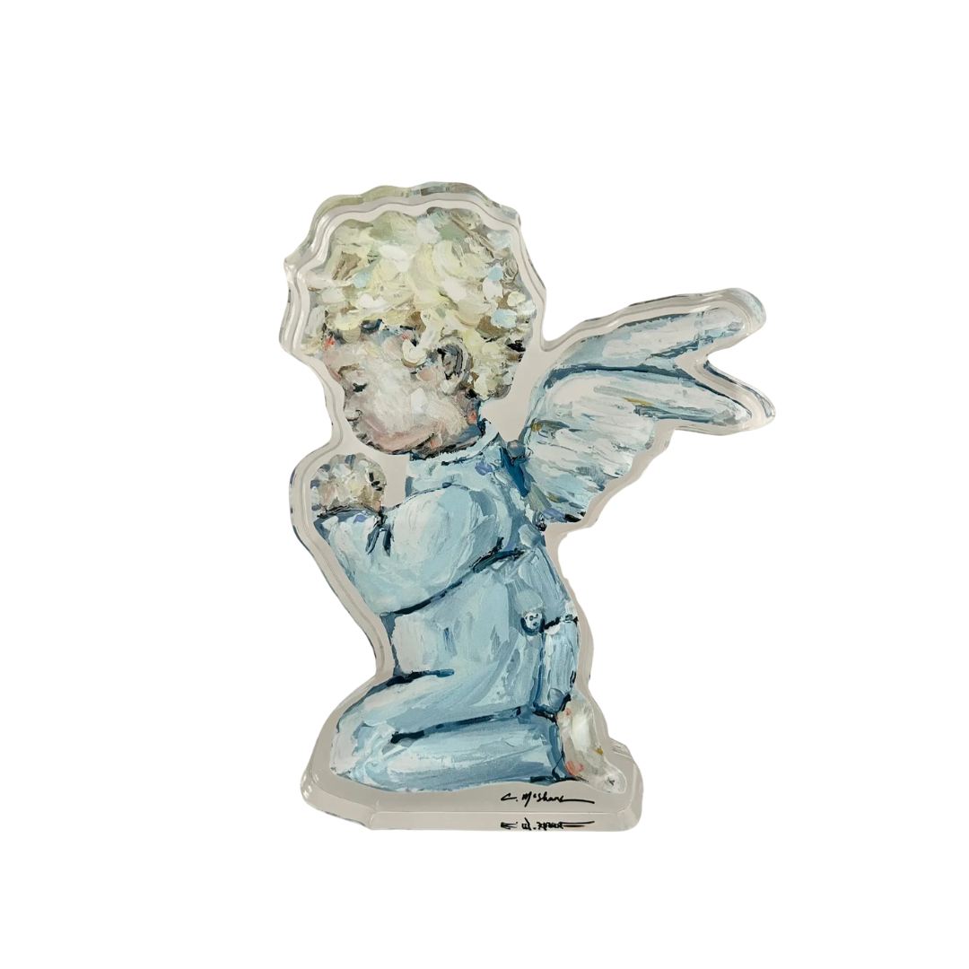 Decorative angel figure with wings on a white background