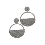 Pair of gray earrings on a white background