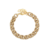 A chunky beige-toned curb link chain bracelet with a lobster clasp, displayed on a clean white background.