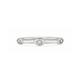 A silver eye ring band featuring a central diamond surrounded by smaller stones, with additional small stones at the ends of the band, shown on a plain white background.