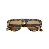 Tortoiseshell Freyrs Jett sunglasses with brown lenses on a white background