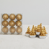 christmas tree tealights, set of nine, gold 