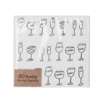 cocktail napkins with different cocktail styles, 4" square, 50 napkins