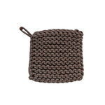 8" Square Cotton Crocheted Pot Holder, Cocoa