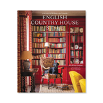 Book cover of 'English Country House Style' with a red library interior.