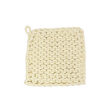 8" Square Cotton Crocheted Pot Holder, Cream