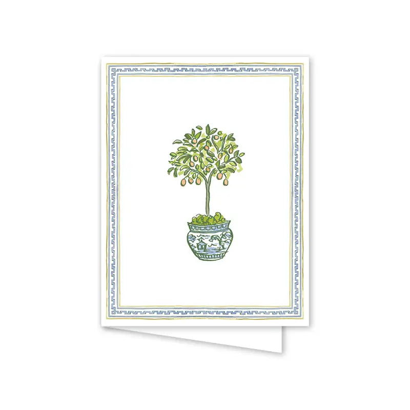 Greeting card with a topiary design on a white background
